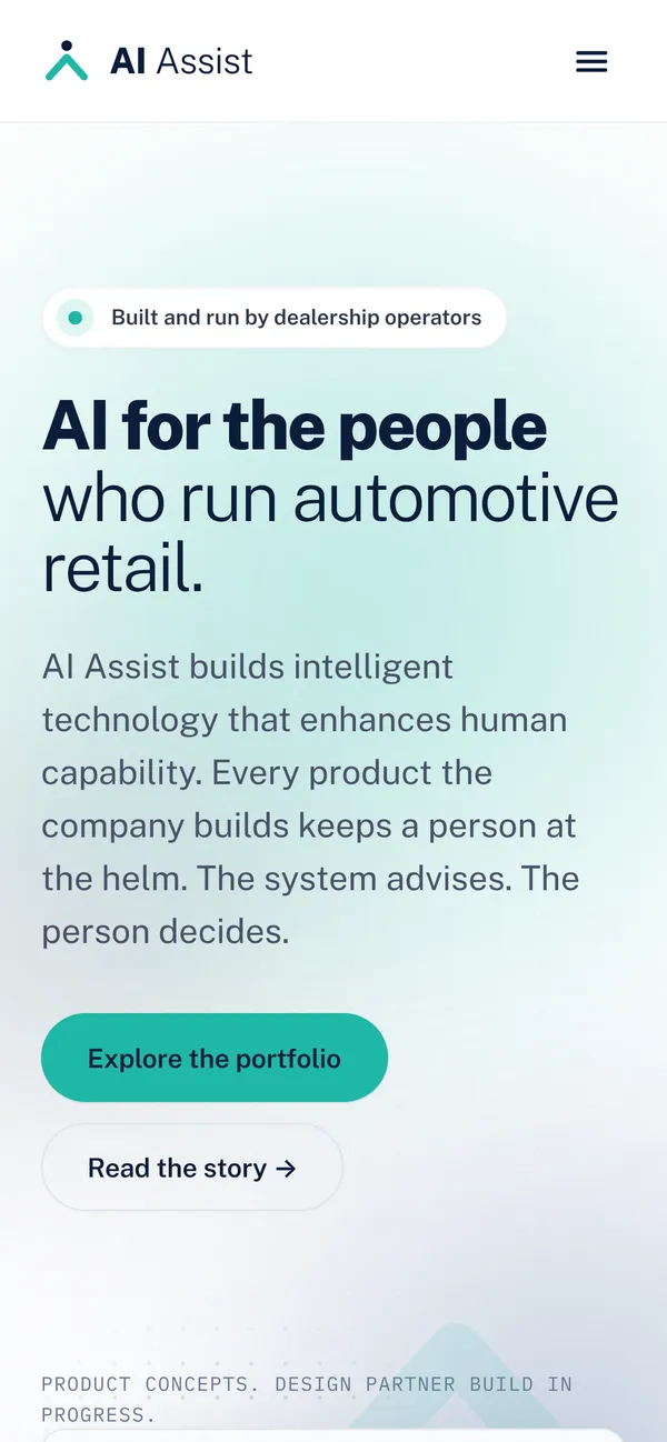 AI Assist homepage on a phone