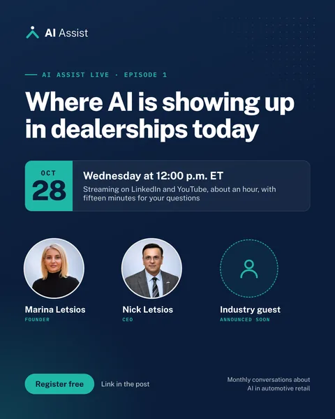Launch graphic: AI Assist Live episode one, Where AI is showing up in dealerships today