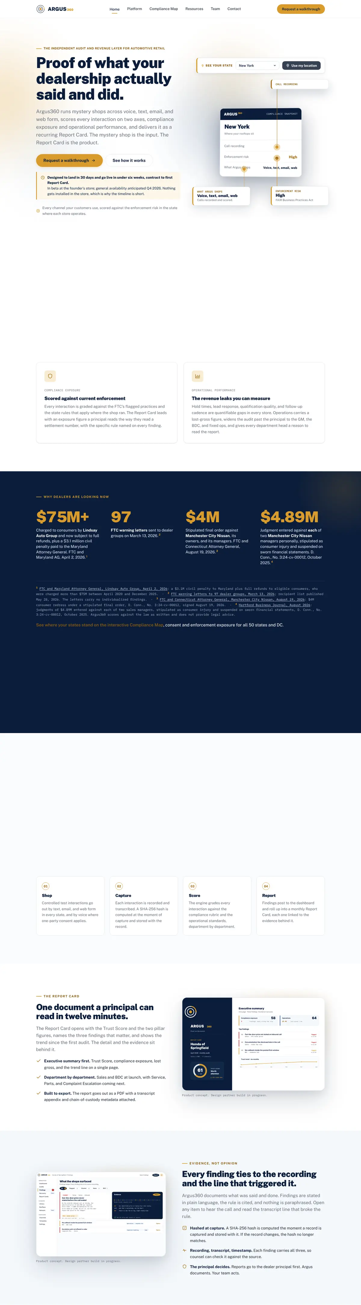 Full-length capture of the Argus360 homepage