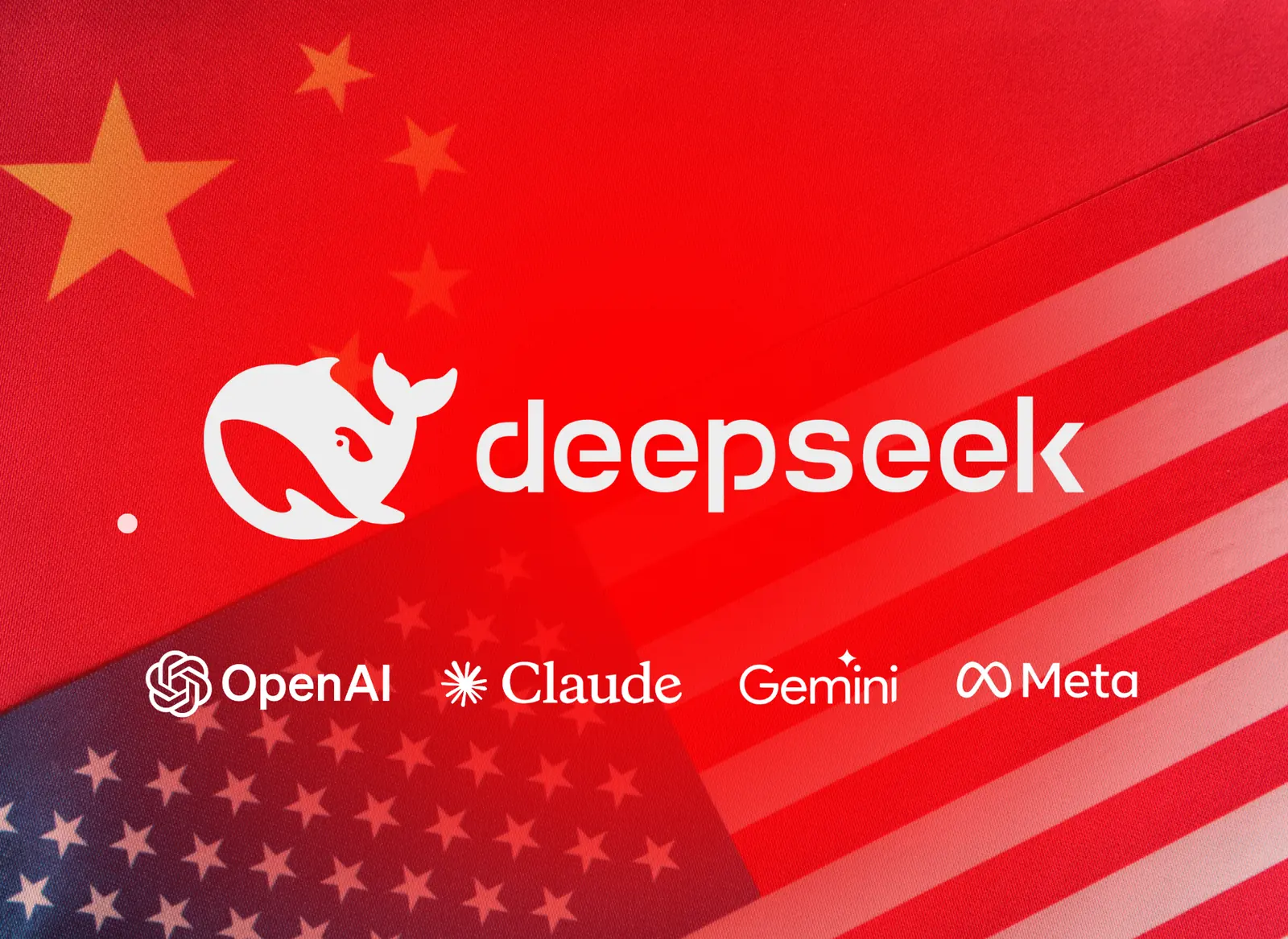 The DeepSeek logo above the OpenAI, Claude, Gemini and Meta logos