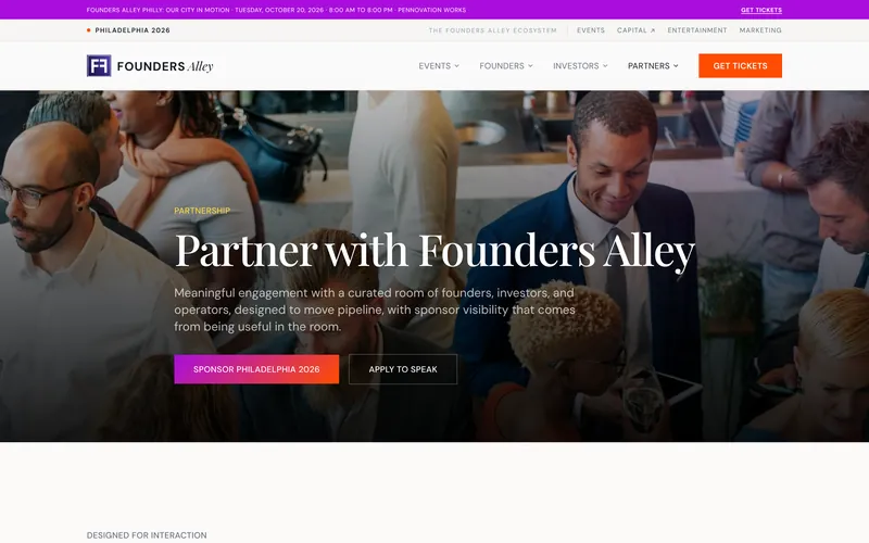 Founders Alley sponsorship page: Partner with Founders Alley
