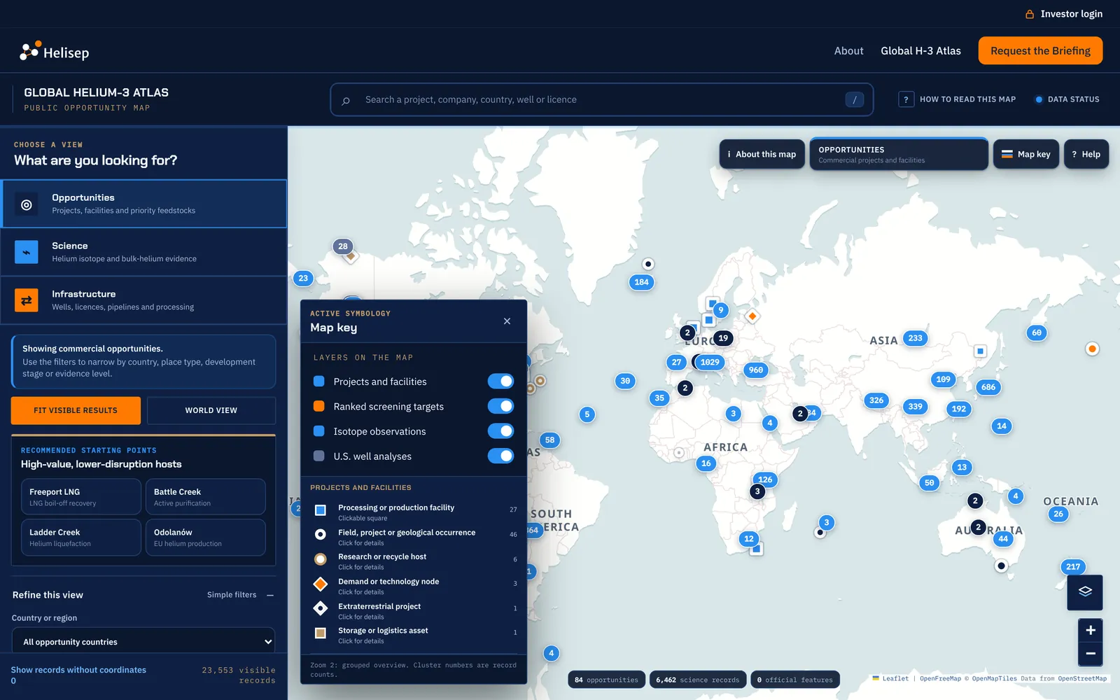 Global Helium-3 Atlas: a world map of helium-3 opportunities with layer controls and a map key