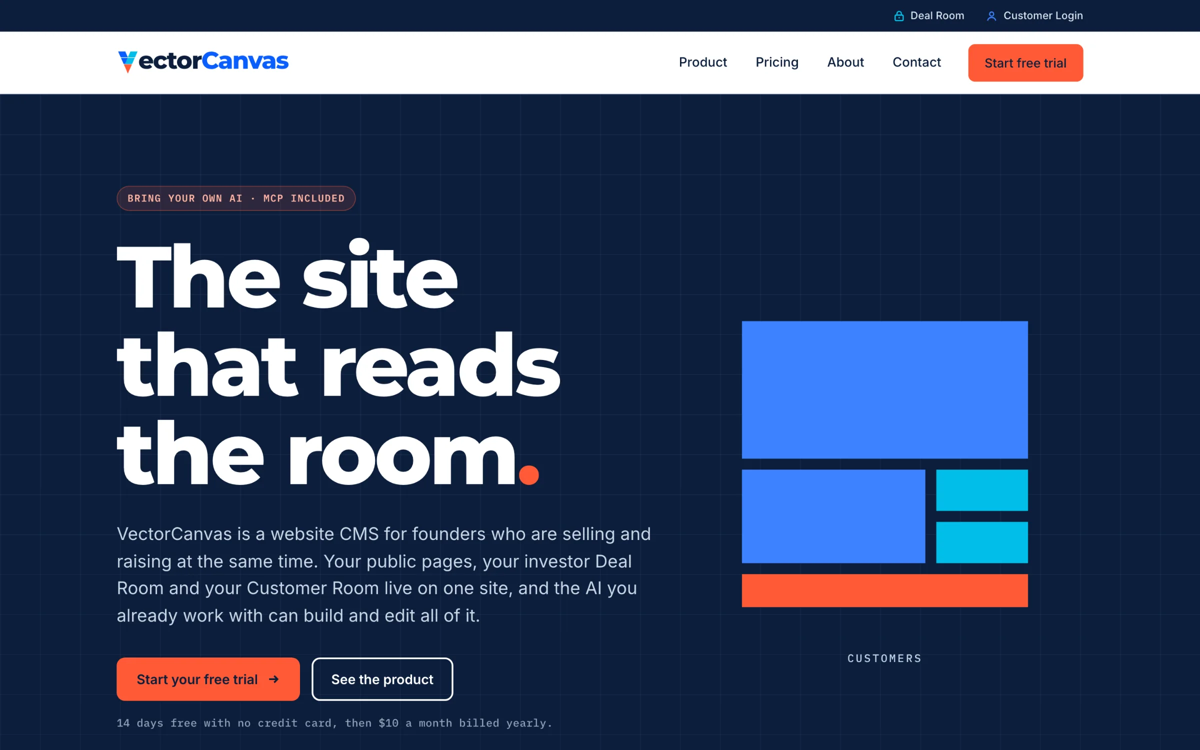 The vectorcanvas.app homepage: The site that reads the room